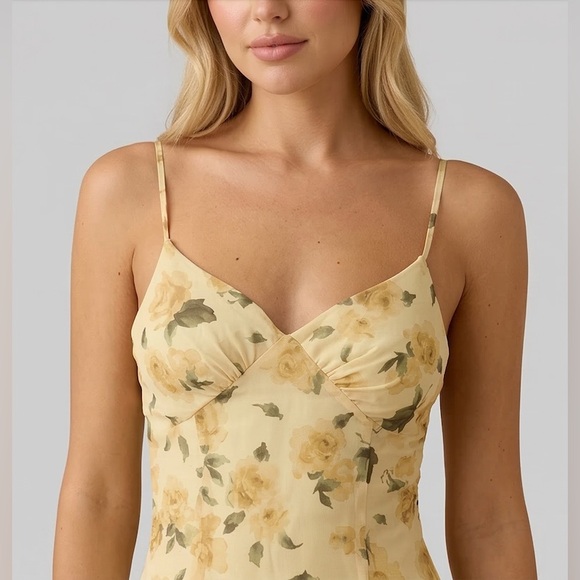 Meadow Dream V-Neck Floral Maxi with Layered Ruffles Yellow - Picture 3 of 9